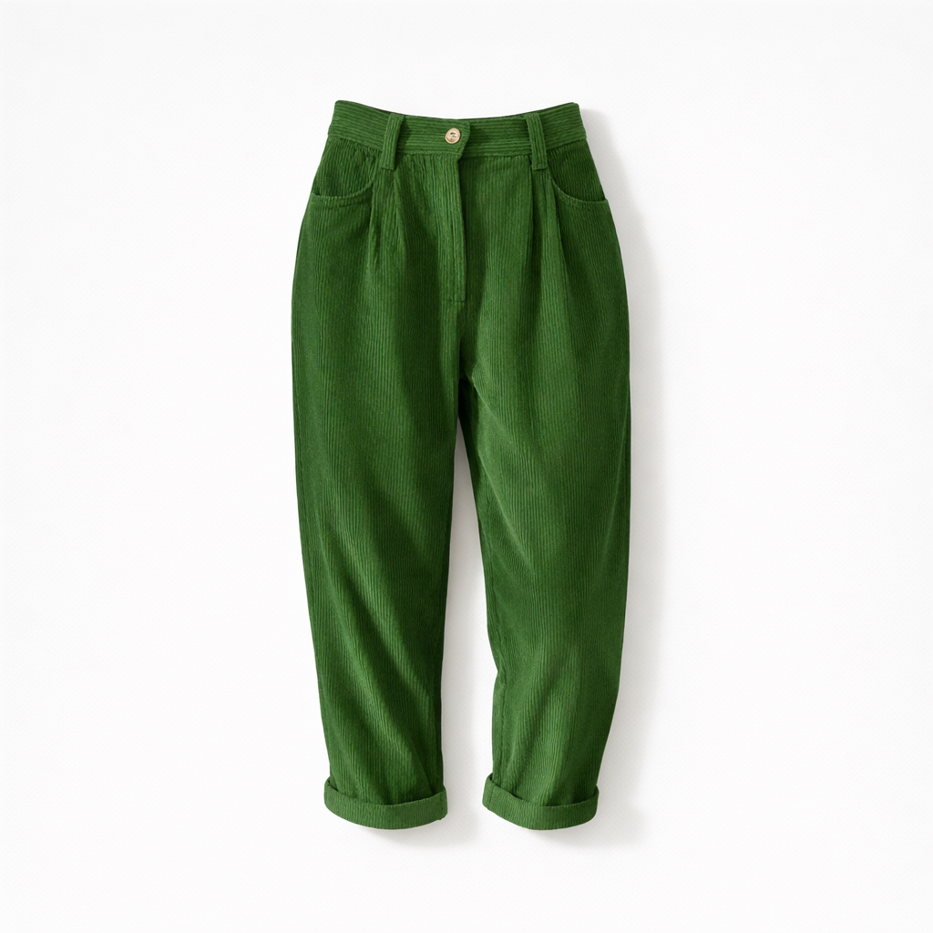 Pantalon en velours côtelé pour femme à taille haute avec coupe confortable pour l'hiver