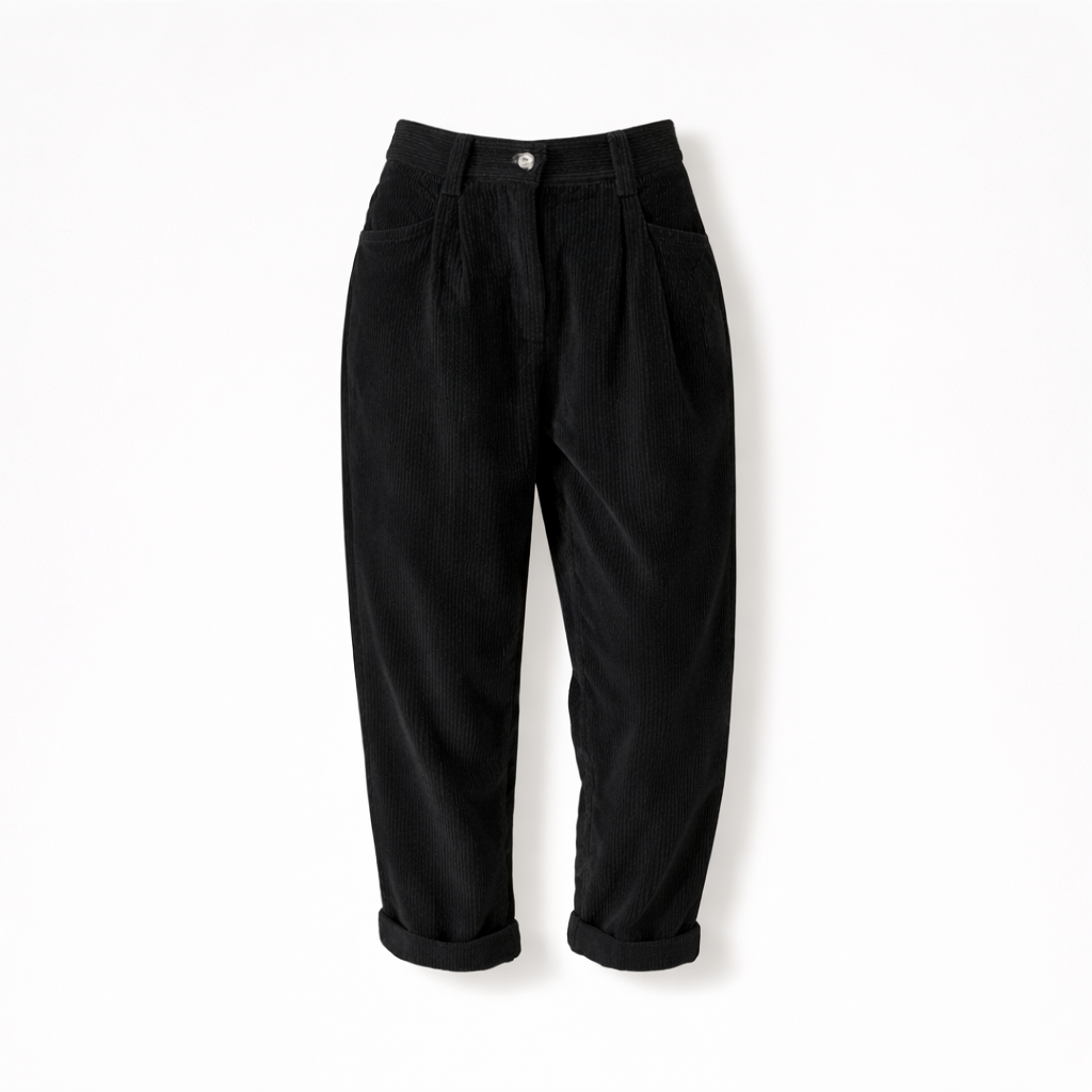 Pantalon en velours côtelé pour femme à taille haute avec coupe confortable pour l'hiver