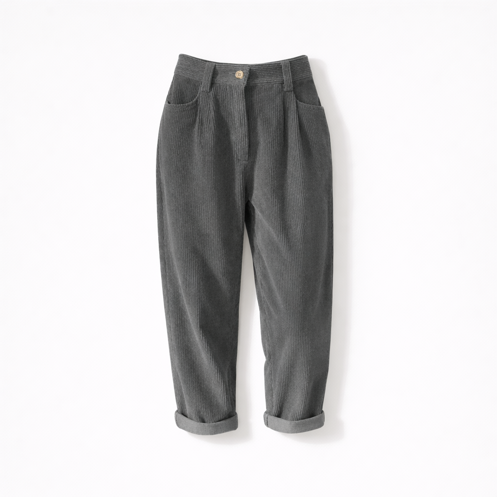 Pantalon en velours côtelé pour femme à taille haute avec coupe confortable pour l'hiver