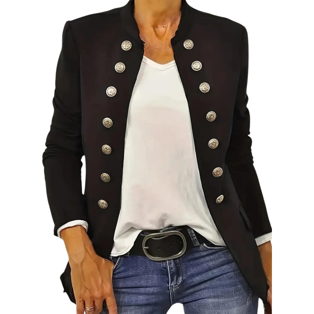 Elegant women's blazer with convenient front buttons - ARJA Casual Elegance