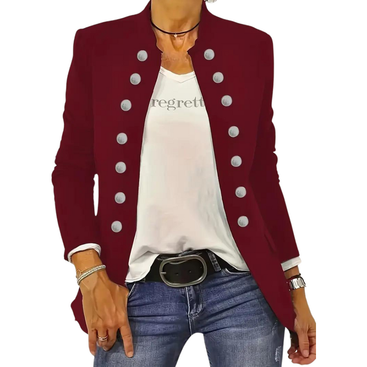 Elegant women's blazer with convenient front buttons - ARJA Casual Elegance