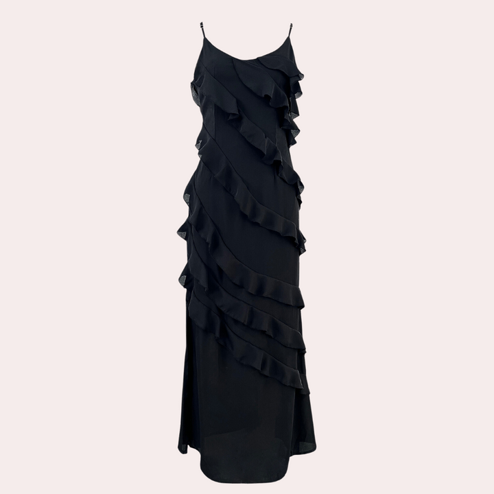 Adrienne - Rochie lungă elegantă pentru femei cu volane sofisticate
