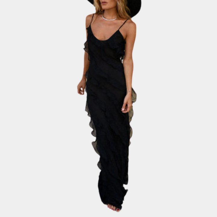 Adrienne - Rochie lungă elegantă pentru femei cu volane sofisticate