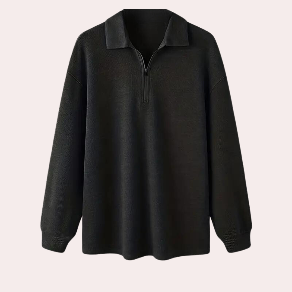 Cajetan - Sudadera con estilo de canalé para hombres con cierre práctico