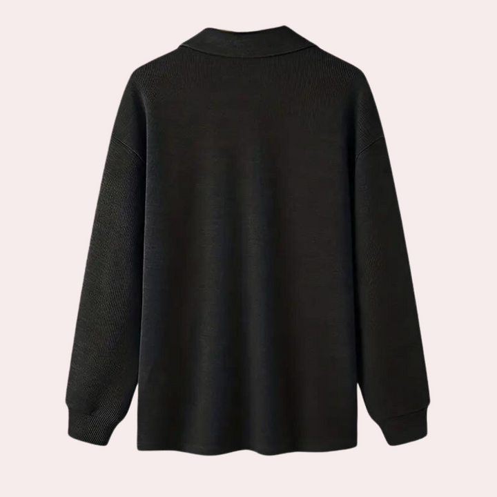 Cajetan - Sudadera con estilo de canalé para hombres con cierre práctico