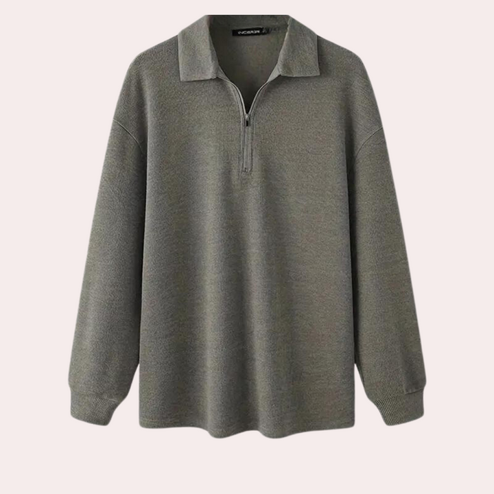 Cajetan - Sudadera con estilo de canalé para hombres con cierre práctico