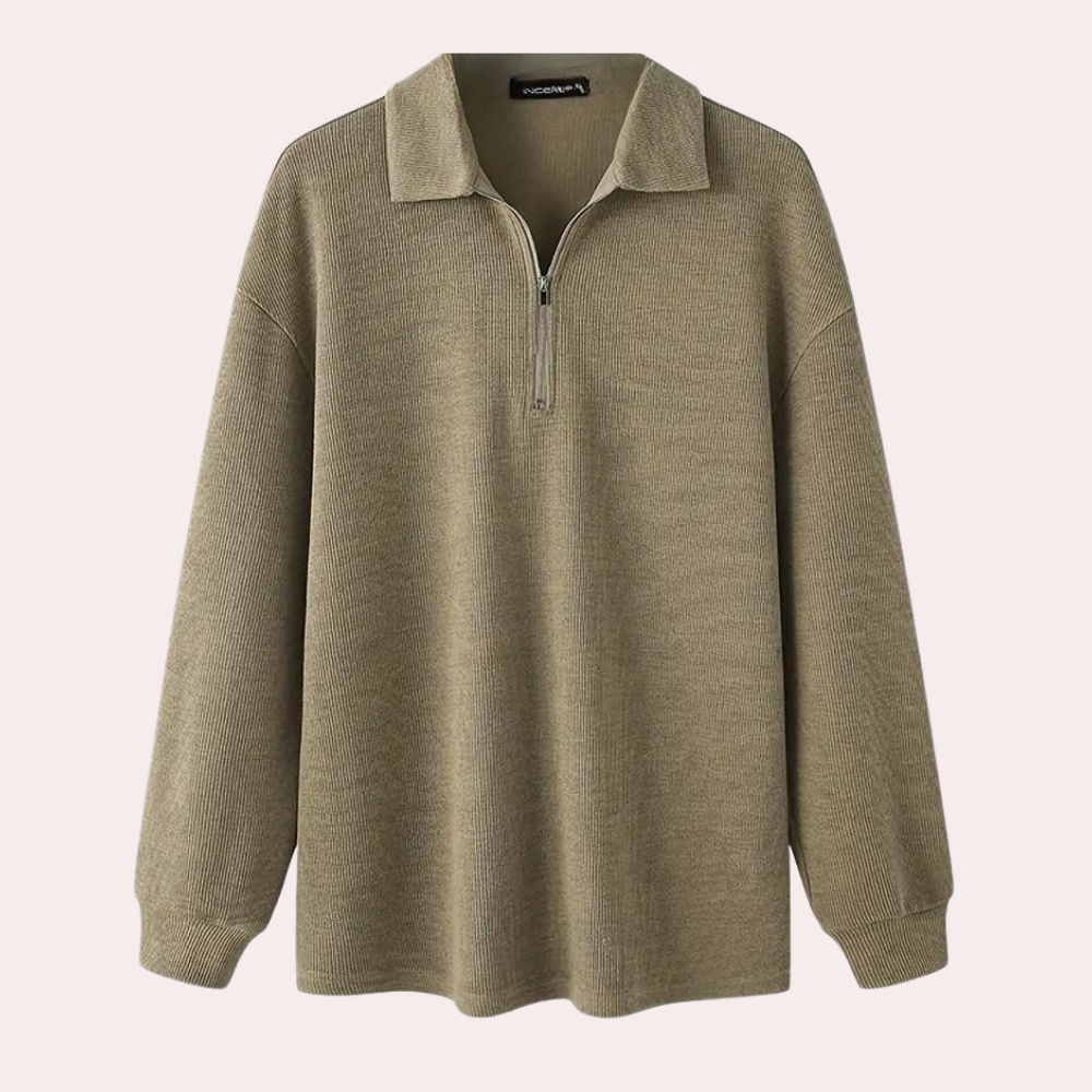 Cajetan - Sudadera con estilo de canalé para hombres con cierre práctico