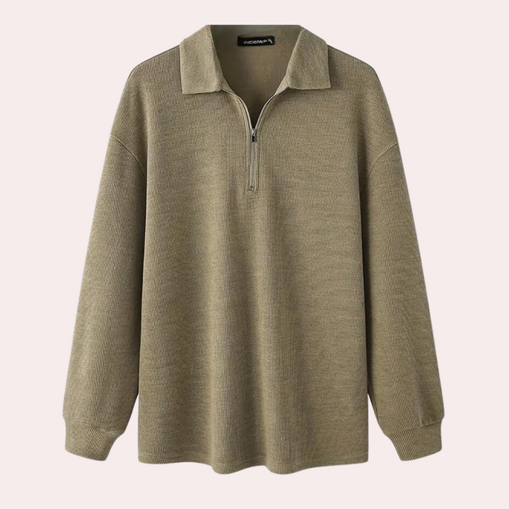 Cajetan - Sudadera con estilo de canalé para hombres con cierre práctico