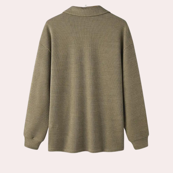 Cajetan - Sudadera con estilo de canalé para hombres con cierre práctico