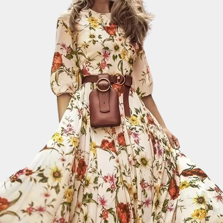 Vestido largo elegante con flores para mujeres