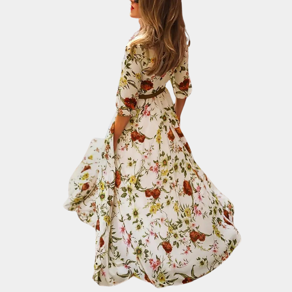 Vestido largo elegante con flores para mujeres