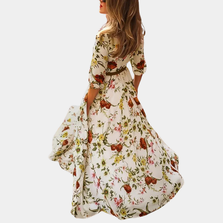 Vestido largo elegante con flores para mujeres