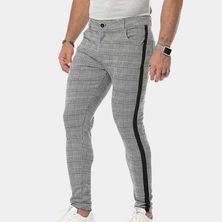 Anton - Wąskie spodnie w kratę w stylu vintage dla mężczyzn