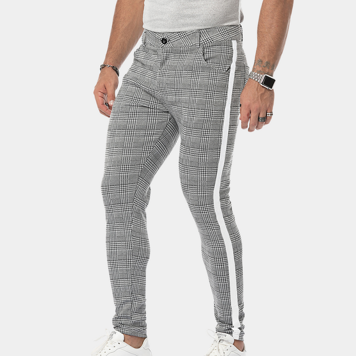 Anton - Wąskie spodnie w kratę w stylu vintage dla mężczyzn