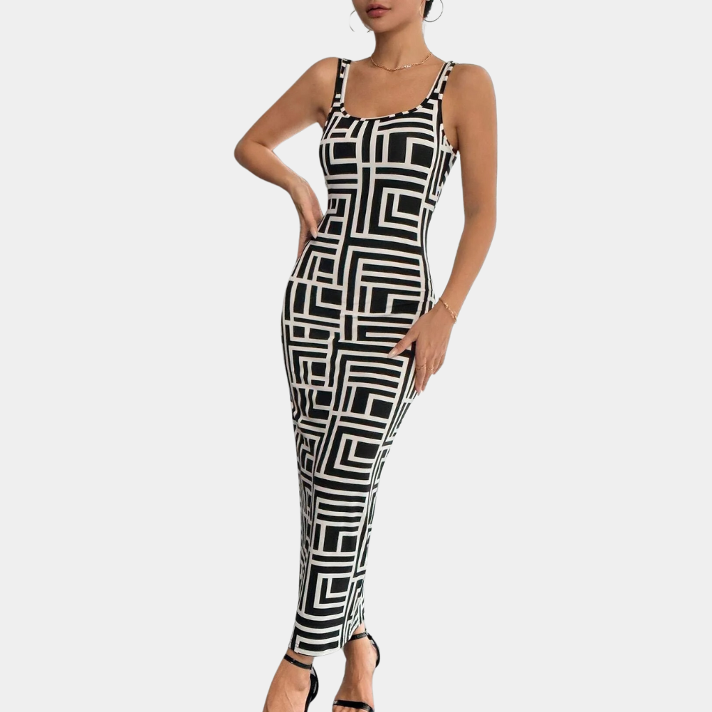 Vestido bodycon geométrico elegante de Elsa