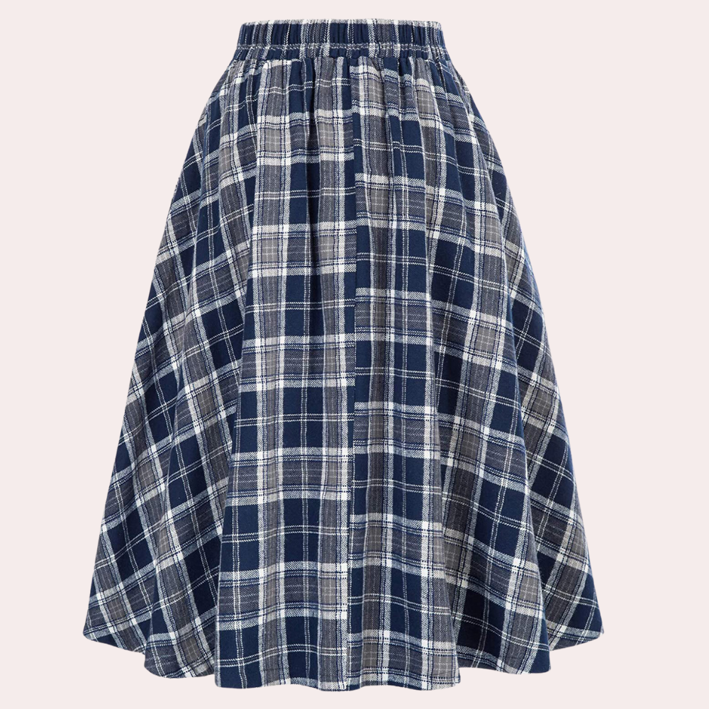 Luminita - Elegant trapeze skirt with a very trendy checkered pattern