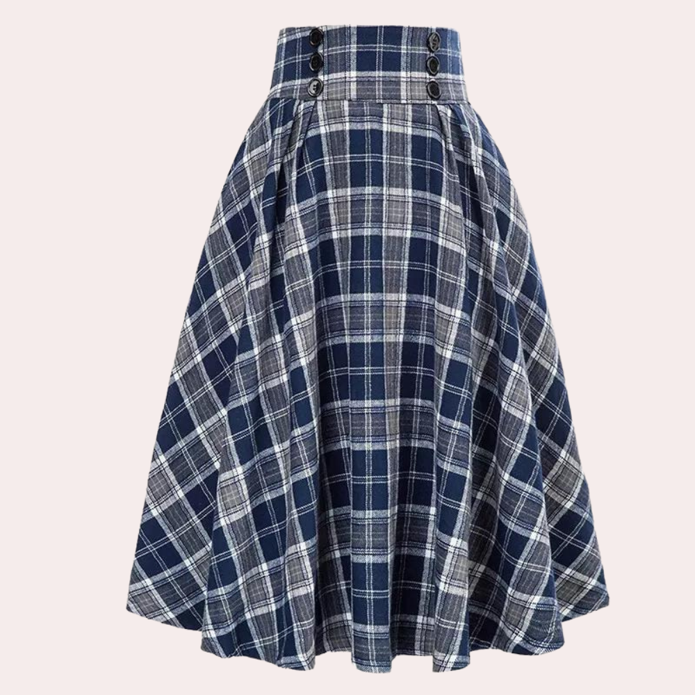 Luminita - Elegant trapeze skirt with a very trendy checkered pattern