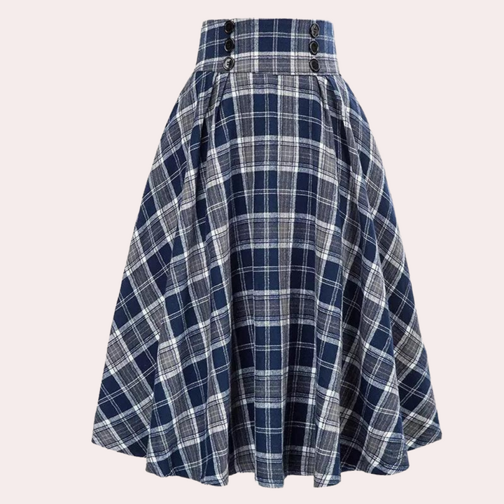 Luminita - Elegant trapeze skirt with a very trendy checkered pattern