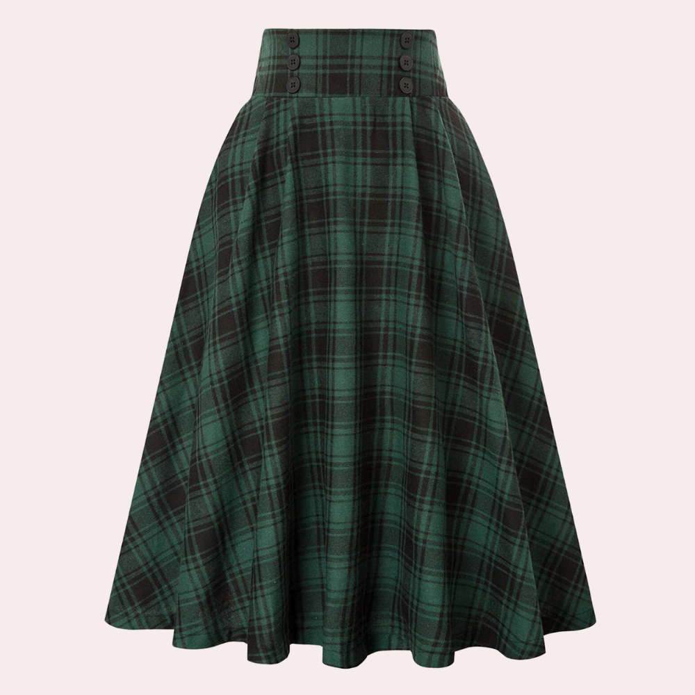 Luminita - Elegant trapeze skirt with a very trendy checkered pattern