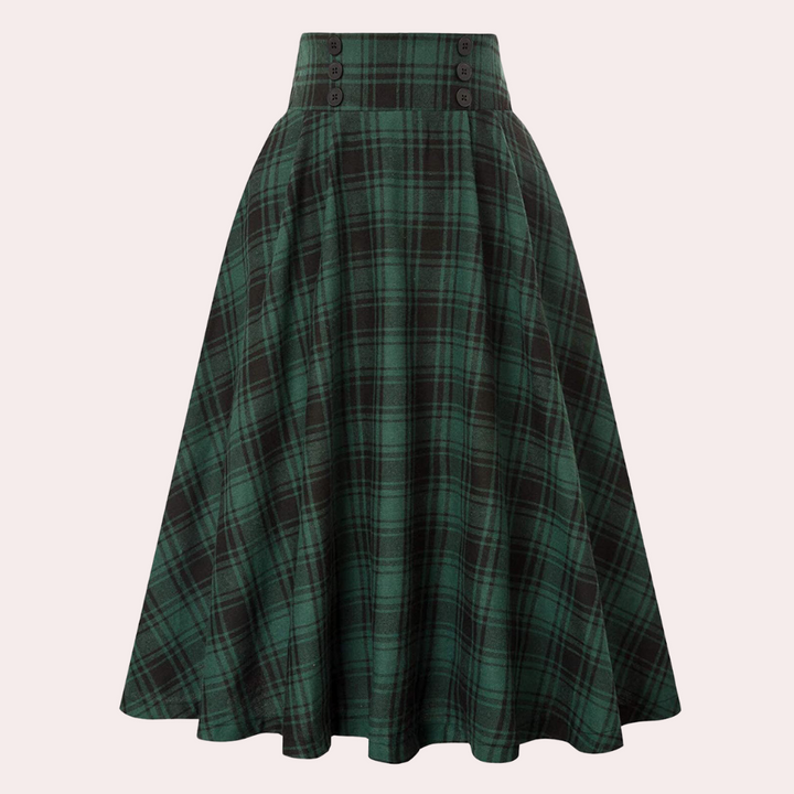 Luminita - Elegant trapeze skirt with a very trendy checkered pattern