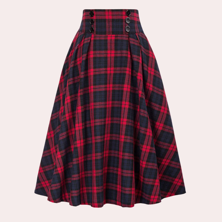 Luminita - Elegant trapeze skirt with a very trendy checkered pattern