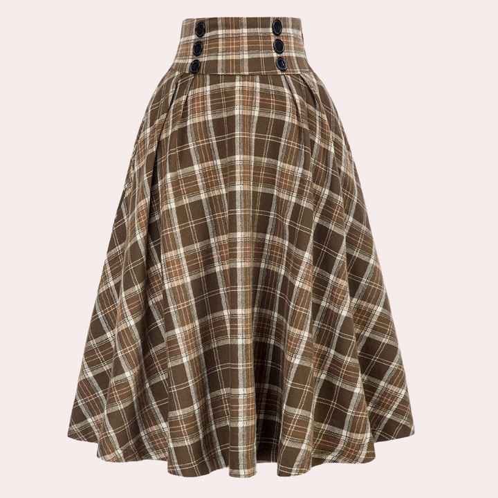 Luminita - Elegant trapeze skirt with a very trendy checkered pattern