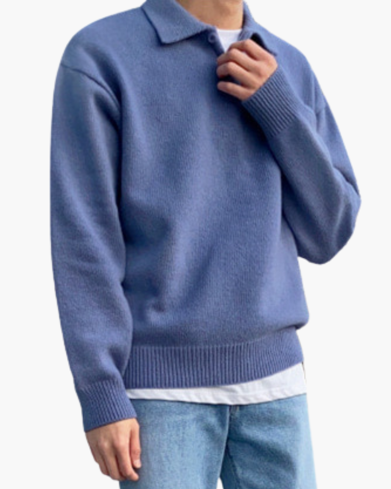 Pull en laine pour homme avec fermeture éclair sous le col, coupe ample pour l’automne