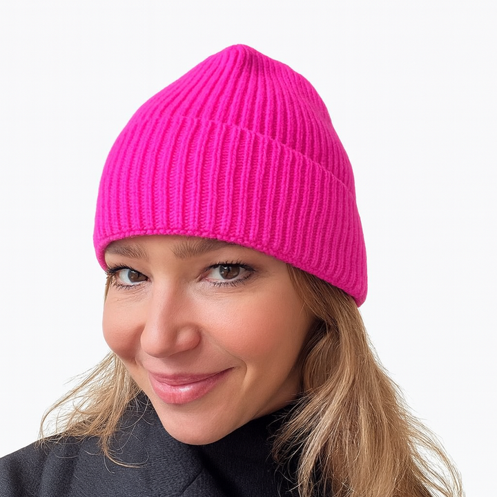 Bonnet en cachemire pour femme en laine vierge avec maille douce pour l'hiver