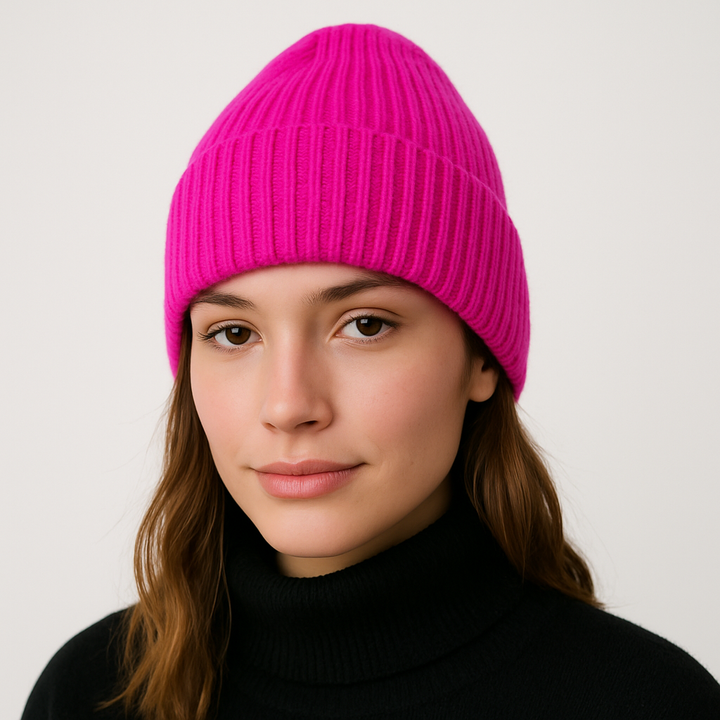 Bonnet en cachemire pour femme en laine vierge avec maille douce pour l'hiver