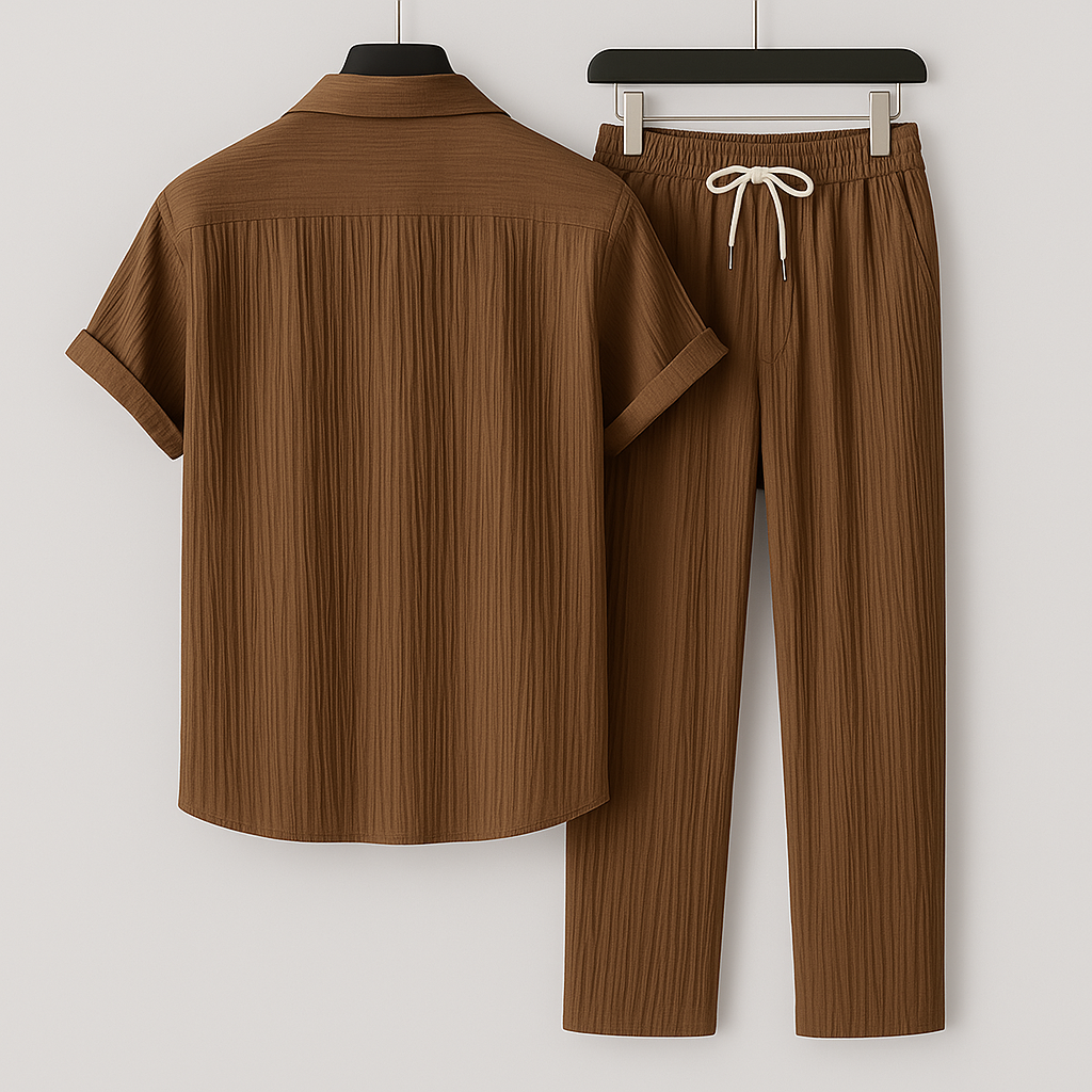 Ensemble homme en lin chemise et pantalon ample respirant été 2026