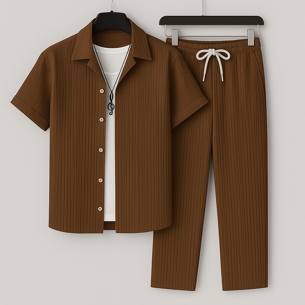 Ensemble homme en lin chemise et pantalon ample respirant été 2026