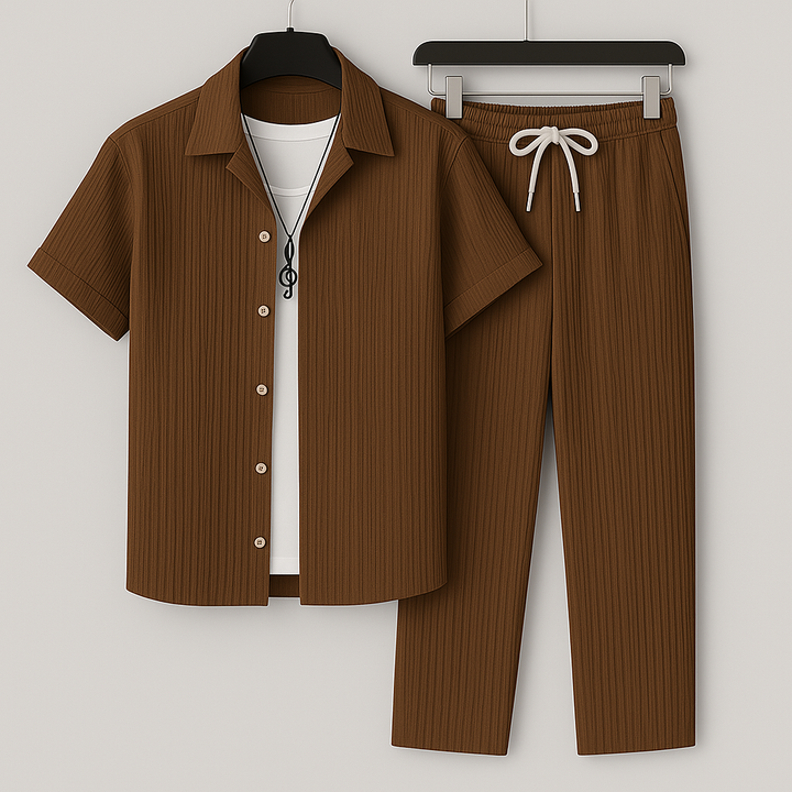 Ensemble homme en lin chemise et pantalon ample respirant été 2026