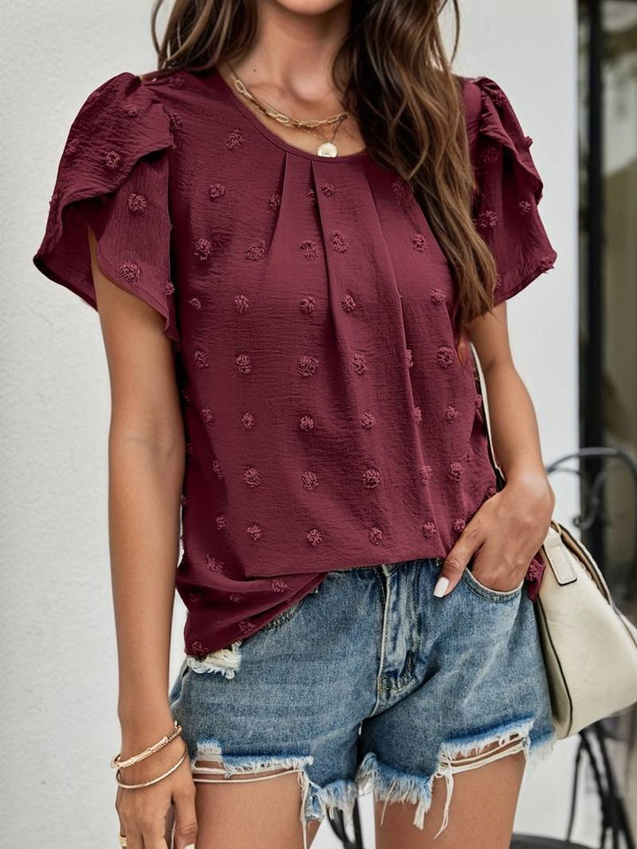 Charice - Chic Swiss Shirt with Petal Sleeves for Women