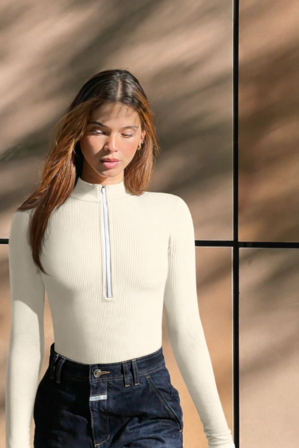 Body femme ajusté à manches longues en coton côtelé pour l'été, modelant