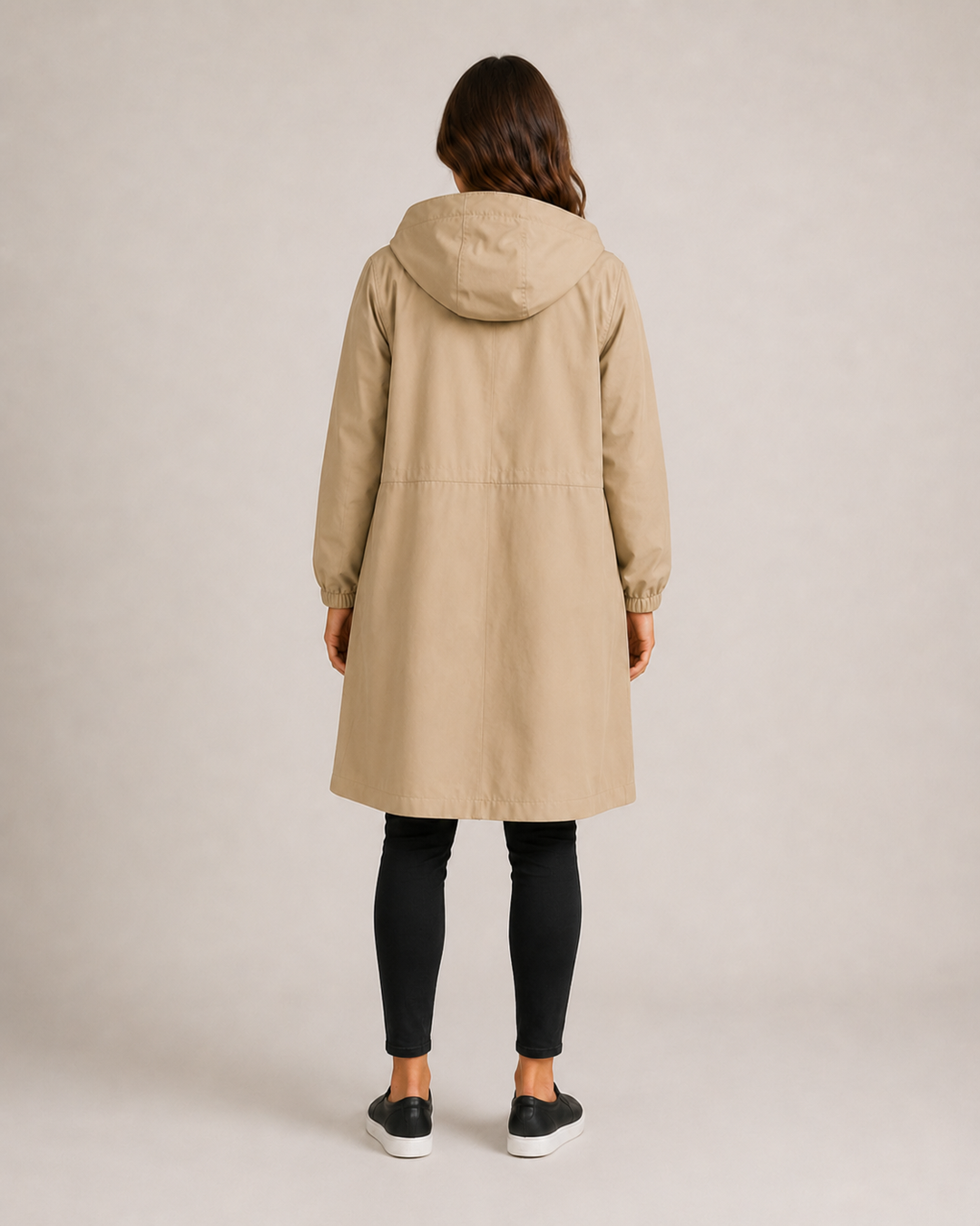 Veste imperméable femme mi-longue légère, coupe cintrée, pour l'automne, longueur à mi-cuisse