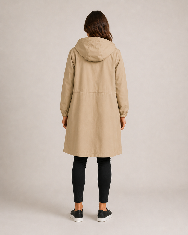 Veste imperméable femme mi-longue légère, coupe cintrée, pour l'automne, longueur à mi-cuisse