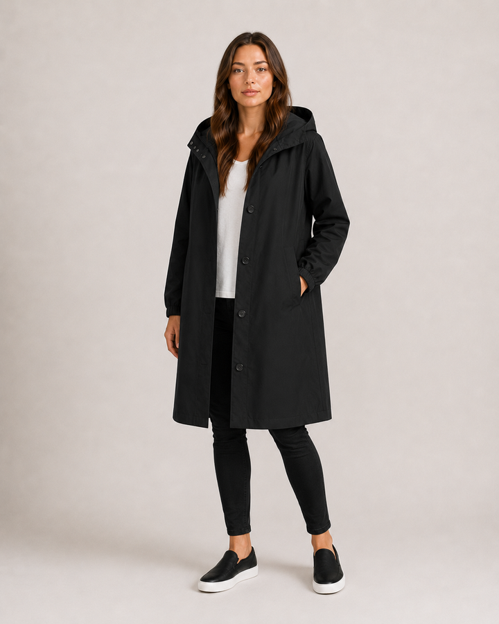 Veste imperméable femme mi-longue légère, coupe cintrée, pour l'automne, longueur à mi-cuisse