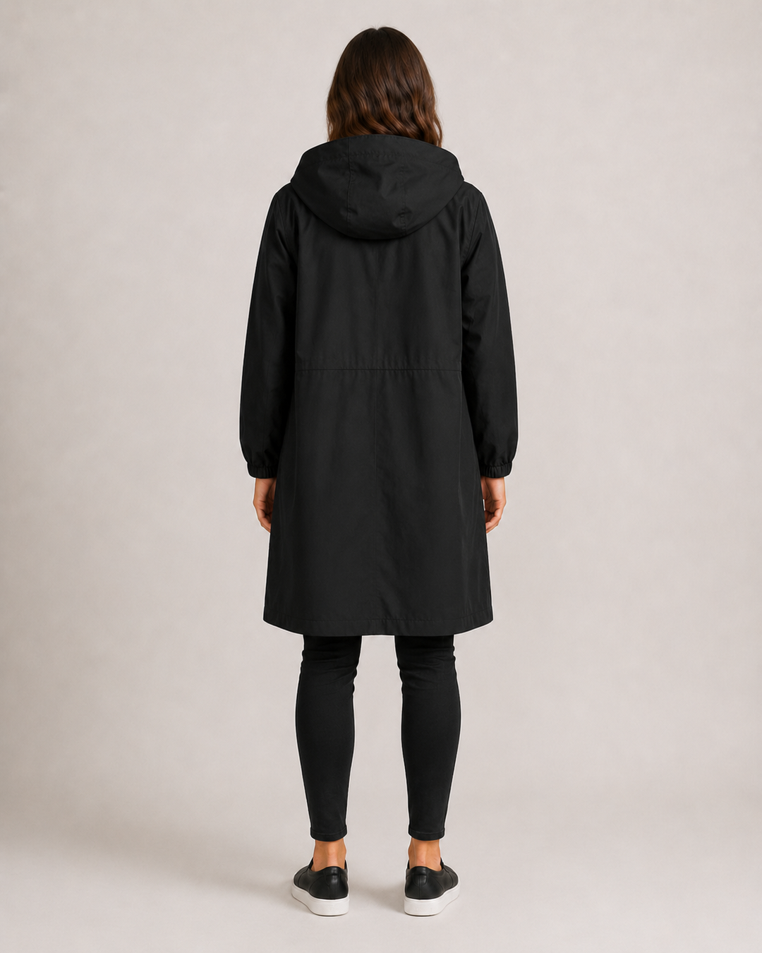 Veste imperméable femme mi-longue légère, coupe cintrée, pour l'automne, longueur à mi-cuisse