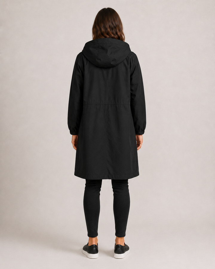Veste imperméable femme mi-longue légère, coupe cintrée, pour l'automne, longueur à mi-cuisse