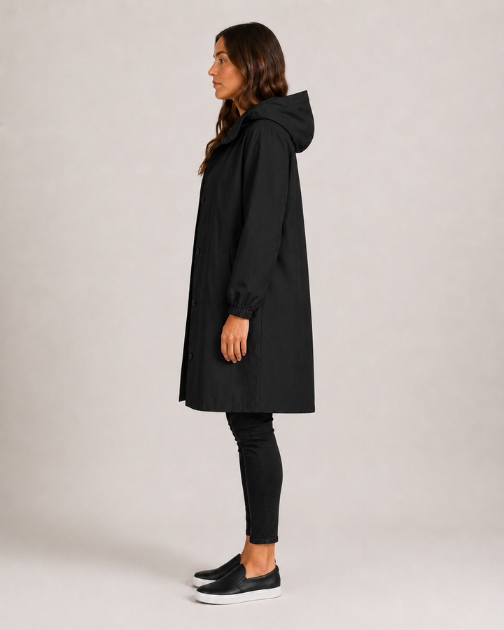 Veste imperméable femme mi-longue légère, coupe cintrée, pour l'automne, longueur à mi-cuisse