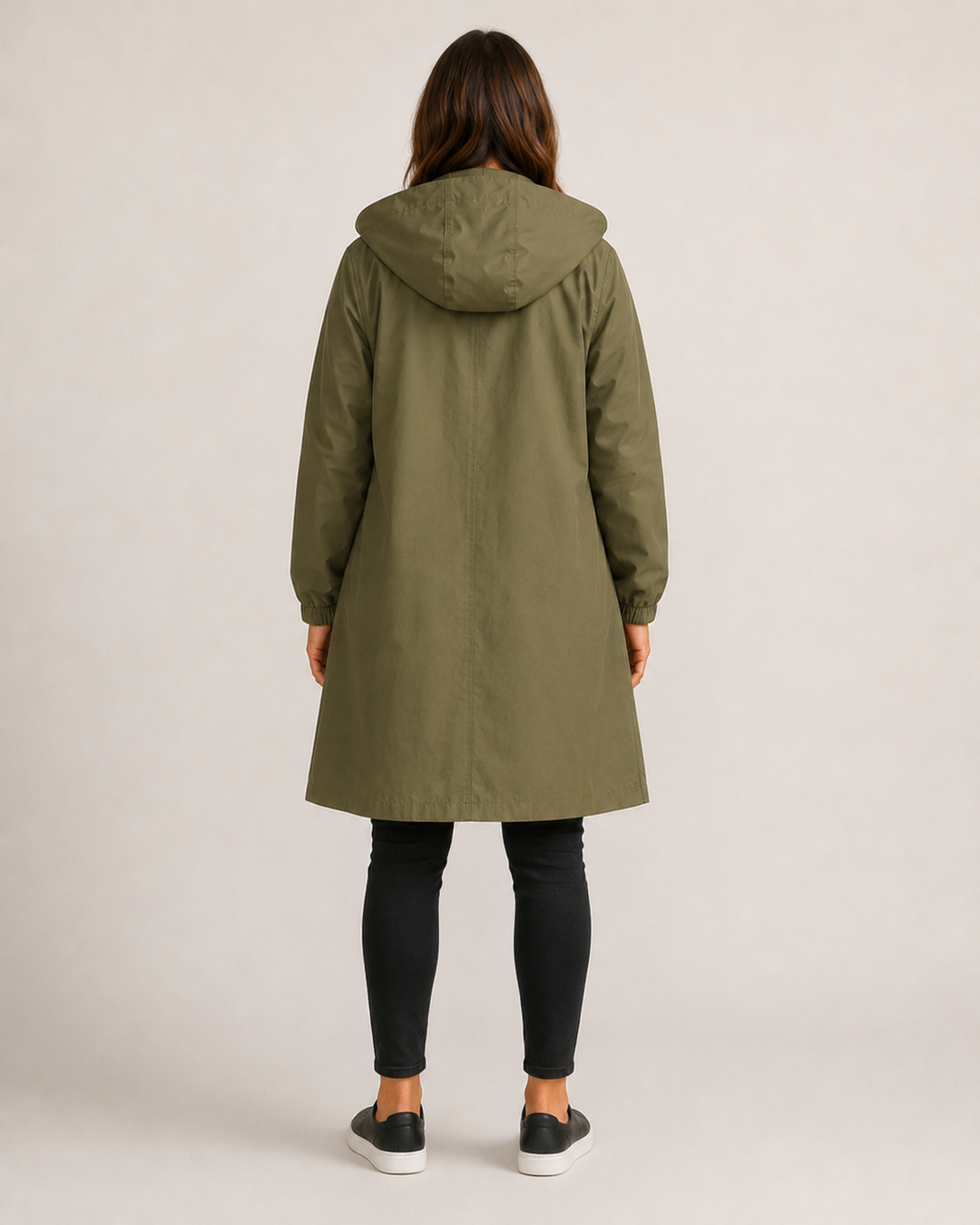 Veste imperméable femme mi-longue légère, coupe cintrée, pour l'automne, longueur à mi-cuisse