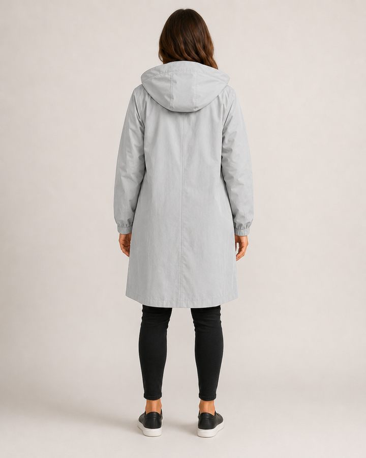 Veste imperméable femme mi-longue légère, coupe cintrée, pour l'automne, longueur à mi-cuisse