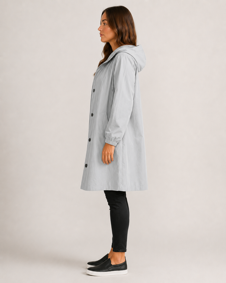 Veste imperméable femme mi-longue légère, coupe cintrée, pour l'automne, longueur à mi-cuisse