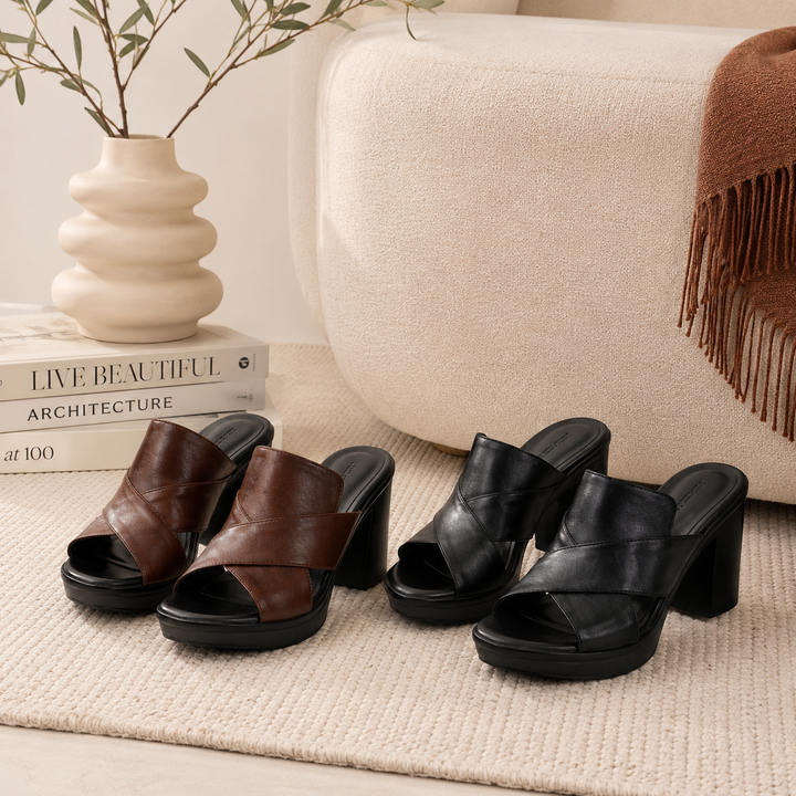 Sandales femme élégantes en cuir avec soutien de la voûte plantaire pour l'été