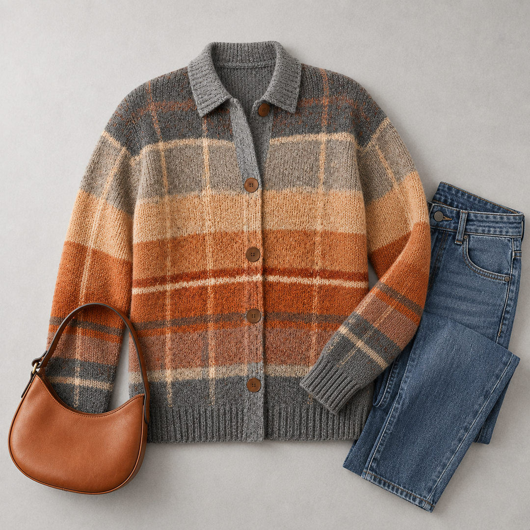Gilet femme à carreaux à boutons pour l'automne, couche de transition élégante