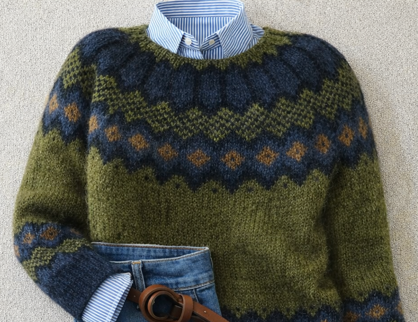 Pull pour femme à motif nordique en maille pour l'automne