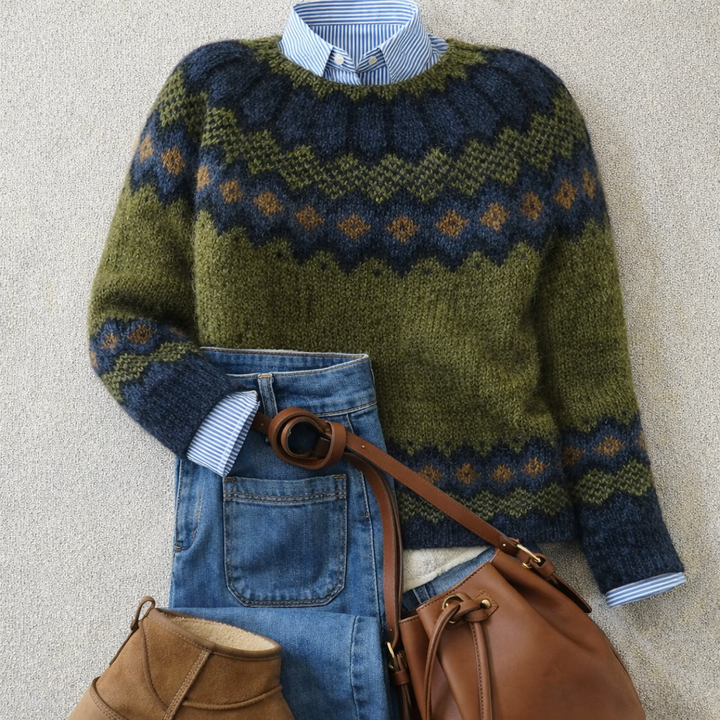 Pull pour femme à motif nordique en maille pour l'automne