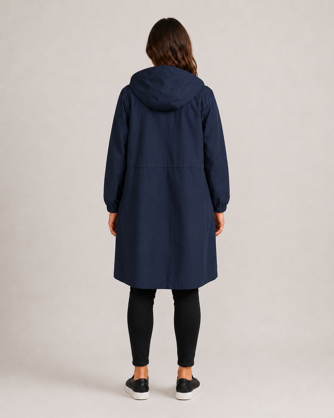 Veste imperméable femme mi-longue légère, coupe cintrée, pour l'automne, longueur à mi-cuisse