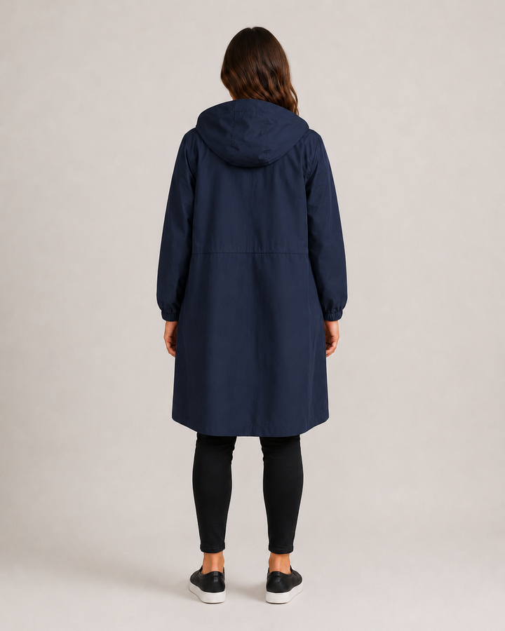 Veste imperméable femme mi-longue légère, coupe cintrée, pour l'automne, longueur à mi-cuisse