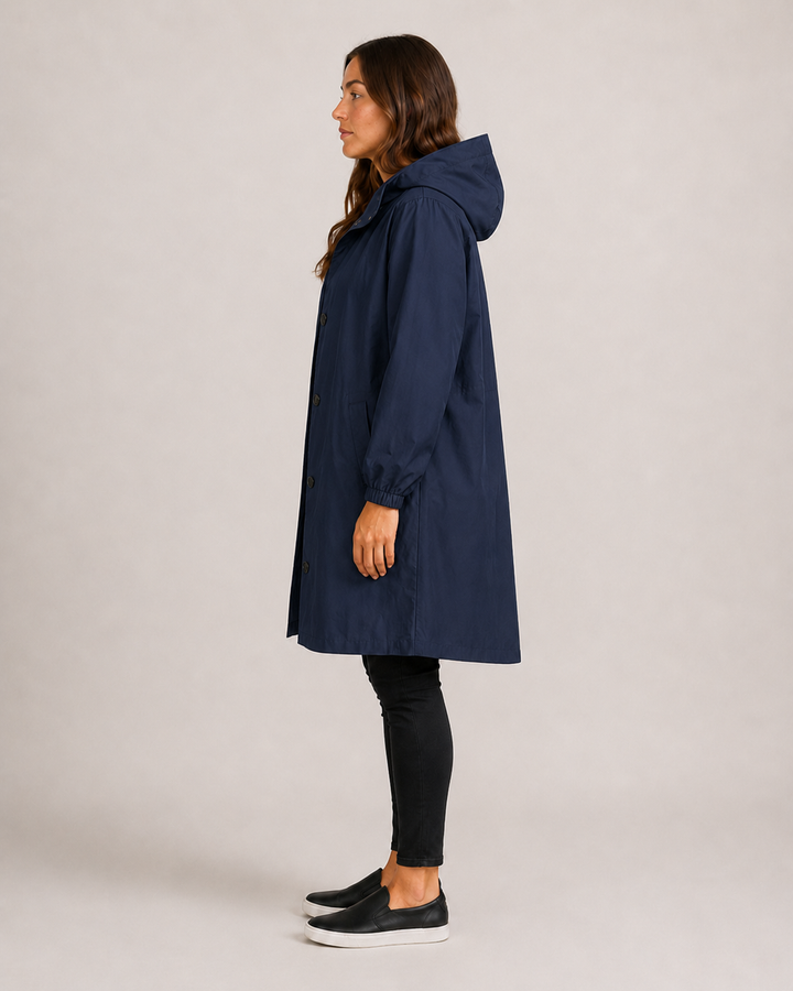 Veste imperméable femme mi-longue légère, coupe cintrée, pour l'automne, longueur à mi-cuisse